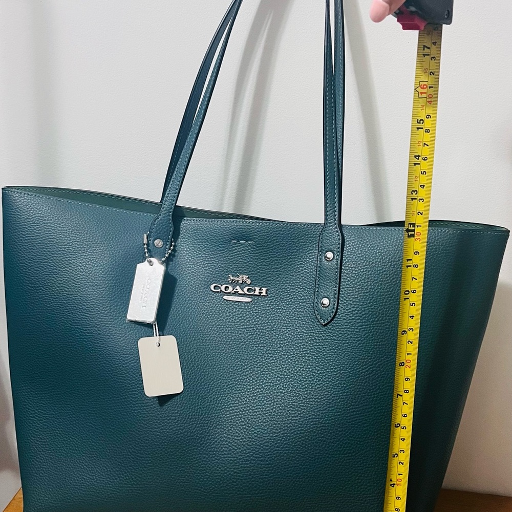 Coach Leather Town Tote (Dark Turquoise) Style No. 72673 - Picture 7 of 8